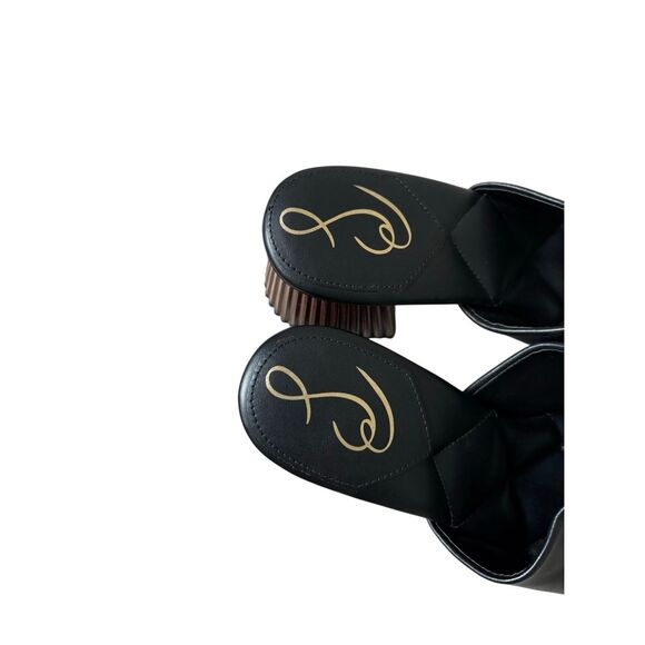 Sam Edelman Sonya Eggshell Sculptural Slip On Open Toe Block Heeled Sandals 10 B - Picture 13 of 14